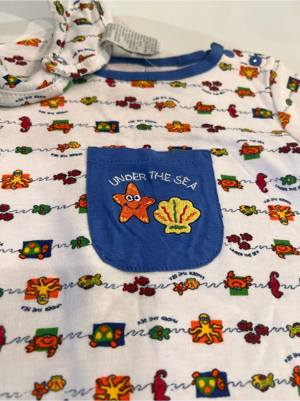 Vintage Blue & White Crab Bib and Short-Sleeve Pajama Set - Kids